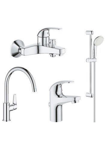 Комплект змішувачів для ванної кімнати і кухні Grohe BauCurve UA122218K0 Комплект змішувачів для ванної кімнати і кухні Grohe BauCurve UA122218K0