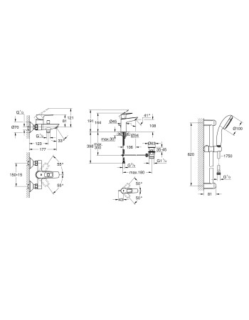 Комплект змішувачів для ванної кімнати Grohe BauLoop New UA123215M0