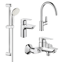 Комплект змішувачів для ванної кімнати і кухні Grohe BauEdge New UA123218K0