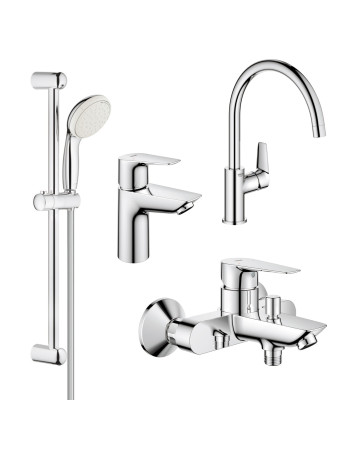 Комплект змішувачів для ванної кімнати і кухні Grohe BauEdge New UA123218K0