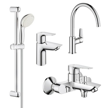 Комплект змішувачів для ванної кімнати і кухні Grohe BauEdge New UA123218K0