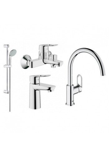Комплект змішувачів для ванної кімнати і кухні Grohe BauLoop UA123225K0 Комплект змішувачів для ванної кімнати і кухні Grohe BauLoop UA123225K0