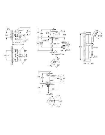 Комплект змішувачів для ванної кімнати і кухні Grohe BauLoop New UA123225MK