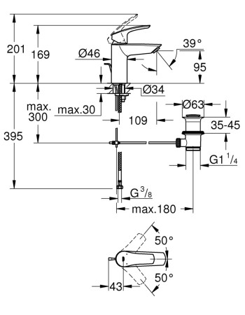 Комплект змішувачів для ванної кімнати Grohe Eurosmart New UA123238S0