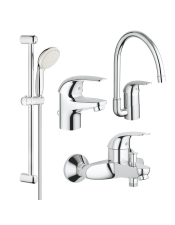 Комплект змішувачів для ванної кімнати і кухні Grohe Euroeco New UA123242K0