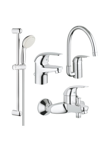 Комплект змішувачів для ванної кімнати і кухні Grohe Euroeco New UA123242K0