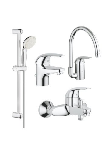 Комплект змішувачів для ванної кімнати і кухні Grohe Euroeco New UA123242K0 Комплект змішувачів для ванної кімнати і кухні Grohe Euroeco New UA123242K0