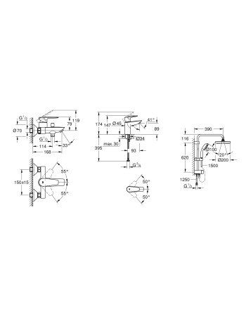 Комплект змішувачів для ванної кімнати Grohe BauEdge New UA12336TS0