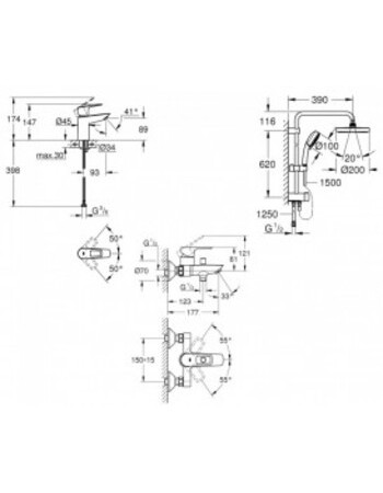 Комплект змішувачів для ванної кімнати Grohe BauLoop New UA26129005