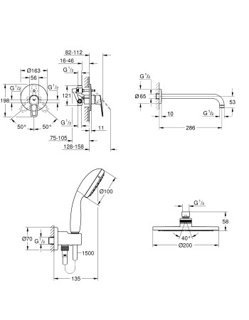 Душова система прихованого монтажу зі змішувачем Grohe BauLoop New UA2908100L