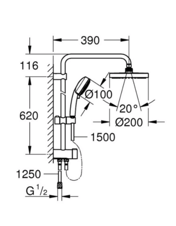 Душова система із перемикачем Grohe New Tempesta System 27389002