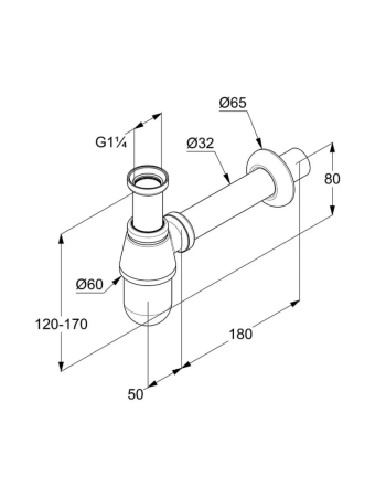 Сифон для раковини KLUDI G 1 1/4, 1010505-00