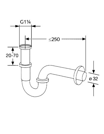 Трубчастий сифон G1 1/4, 1025005-00