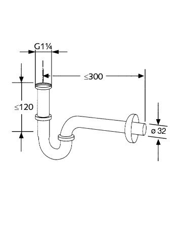 Трубчастий сифон G 1 1/4, 1026505-00