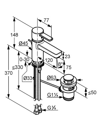 Змішувач для раковини XL KLUDI ZENTA, DN 10, 382600575