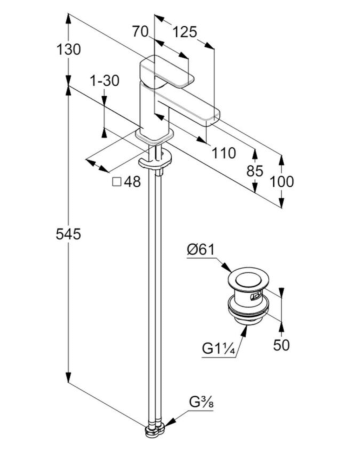 Змішувач для раковини KLUDI-RENON, чорний матовий, 422663975