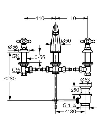 Змішувач для раковини KLUDI 1926, DN 15, 510430520