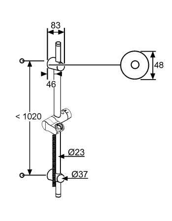 Душова штанга 1100 мм KLUDI A-QAv, 6209505-00