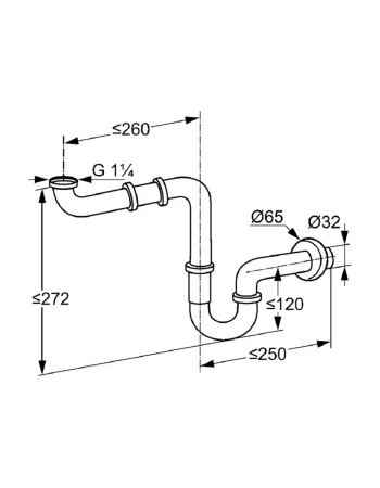Сифон для раковини KLUDI G 1 1/4, 1025505-00