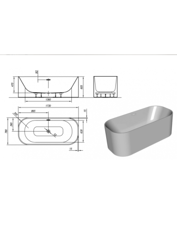 Ванна KolpaSan Pandora FS 173х78/O White 593150