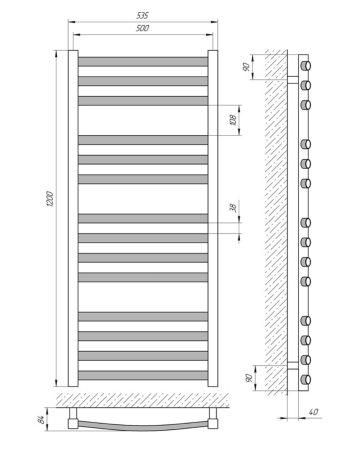 Водяна рушникосушарка Laris Гранд П14 500х1200 71207602Б