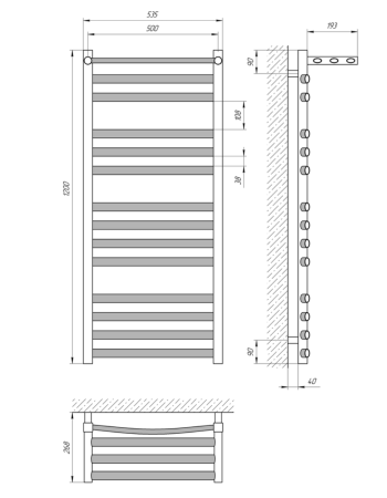 Водяна рушникосушарка Laris Гранд П14 500х1200 з полицею 71207604