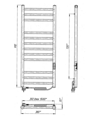 Електрична рушникосушарка Laris Імідж ЧФЧ12 350х900 R3 73207655
