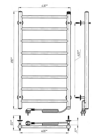 Електрична рушникосушарка Laris Альфа П8 400х800 S3 73207817