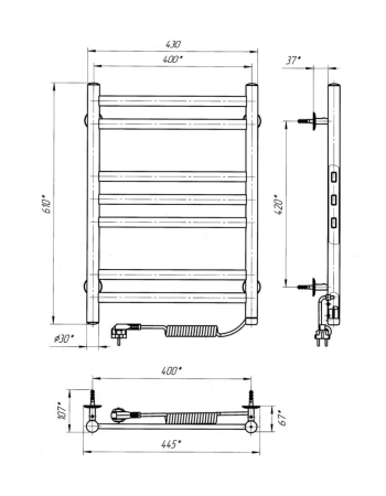 Електрична рушникосушарка Laris Кватро П7 400х600 S3 73207888