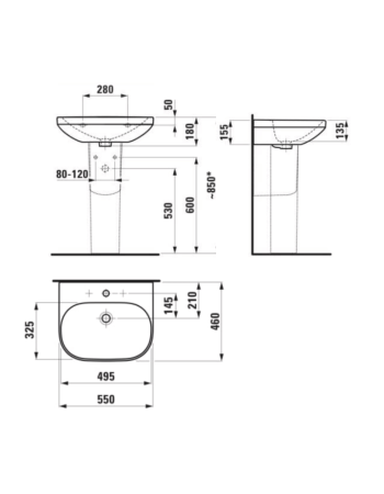 Підвісна раковина Laufen Lua з отвором для змішувача H8110810001561