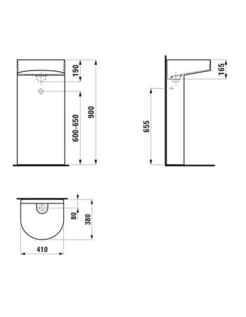 Раковина Laufen Sonar SaphirKeramik з п’єдесталом і кришкою донного клапана H8113410001121