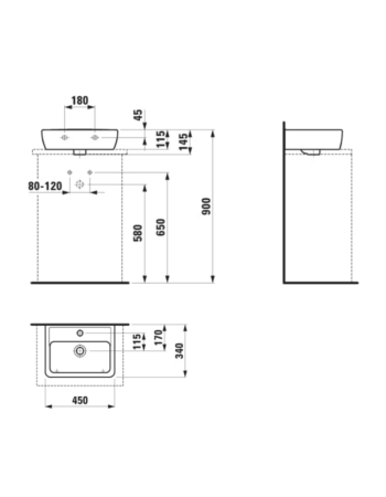 Раковина Laufen Pro A з отвором для змішувача і переливом H8119520001041