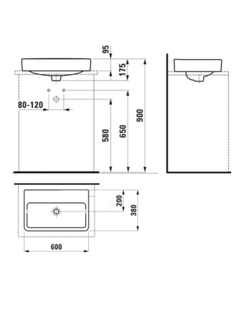 Раковина-чаша Laufen Pro S Compact з переливом без отвору для змішувача H8129530001091