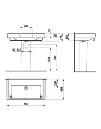 Раковина Laufen Pro S з переливом без отвору для змішувача H8139650001091