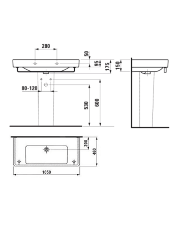 Раковина Laufen Pro S з переливом без отвору для змішувача H8139660001091