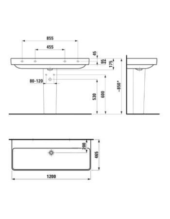 Раковина Laufen Pro S з переливом без отвору для змішувача H8149650001091
