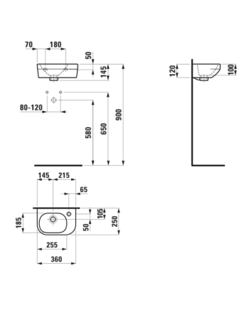Раковина Laufen Lua з отвором для змішувача H8150800001141