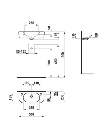 Раковина Laufen Lua з отвором для змішувача і переливом H8150820001051