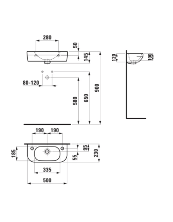 Раковина Laufen Lua з отвором для змішувача і переливом H8150820001061