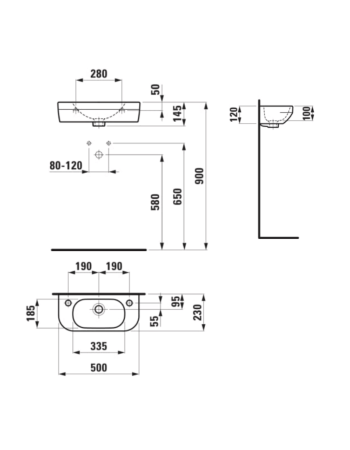 Раковина Laufen Lua з отвором для змішувача H8150820001141