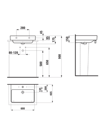 Підвісна раковина Laufen Pro S з отвором для змішувача і переливом H8169630001561