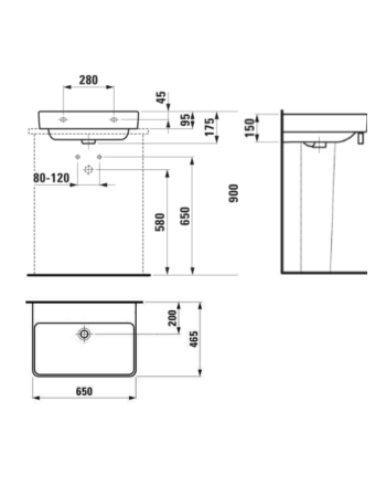Підвісна раковина Laufen Pro S з переливом без отвору для змішувача H8169640001091