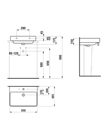 Підвісна раковина Laufen Pro S з отвором для змішувача і переливом H8169640001561