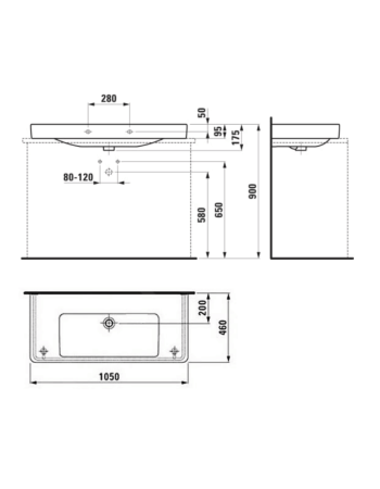 Раковина Laufen Pro S з переливом без отвору для змішувача H8169660001091