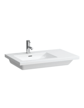 Асиметрична раковина Laufen Living Square з отвором для змішувача і переливом і полицею H8174380001041