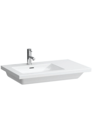 Асиметрична раковина Laufen Living Square з отвором для змішувача і переливом і полицею H8174380001041 Асиметрична раковина Laufen Living Square з отвором для змішувача і переливом і полицею H8174380001041
