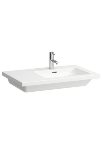 Асиметрична раковина Laufen Living Square з отвором для змішувача і переливом і полицею H8174390001041 Асиметрична раковина Laufen Living Square з отвором для змішувача і переливом і полицею H8174390001041