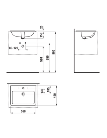 Раковина Laufen Pro S з отвором для змішувача і переливом H8189630001041