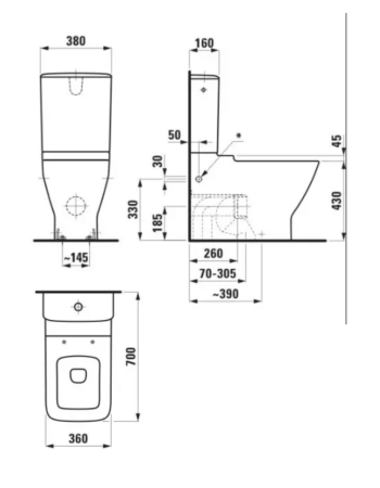 Унітаз-компакт Laufen Palace H8247060000001, з кришкою soft close