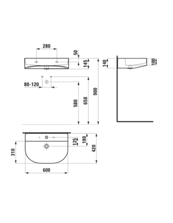 Підвісна раковина Laufen Sonar SaphirKeramik з отвором для змішувача і переливом H8163427571041